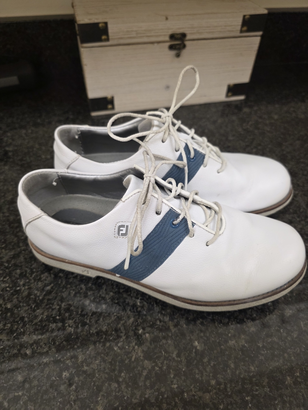 FootJoy Women's White Golf Shoes with Blue Accent